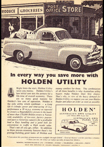 1955 FJ HOLDEN UTE & PANEL VAN AUSSIE REPRO AD ART PRINT POSTER