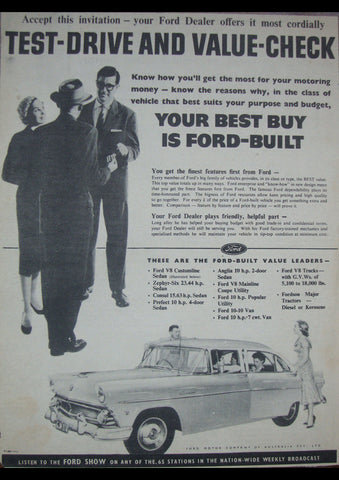 1955 FORD CUSTOMLINE V8 AUSSIE REPRO AD ART PRINT POSTER