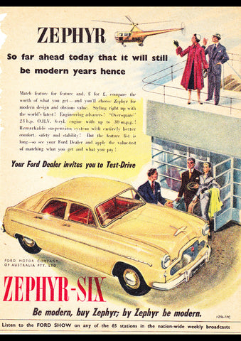 1955 FORD ZEPHYR-SIX AUSSIE AD ART PRINT POSTER