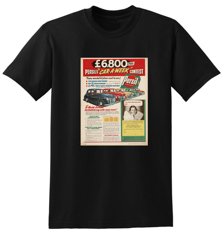 1955 PERSIL WASHING SOAP POWDER HILLMAN MINX SEDAN CONTEST AUSSIE AD TSHIRT