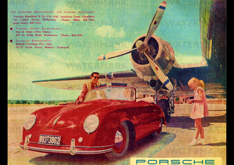 1955 PORSCHE 356 CABRIOLET AUSSIE REPRO AD ART PRINT POSTER