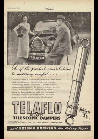 1955 TELAFLO SHOCK ABSORBERS AUSTIN ENGLISH UK REPRO AD ART PRINT POSTER