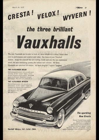 1955 VAUXHALL CRESTA VELOX WYVERN SEDAN ENGLISH UK REPRO AD ART PRINT POSTER