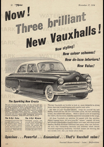 1955 VAUXHALL CRESTA VELOX WYVERN SEDAN ENGLISH UK REPRO AD ART PRINT POSTER