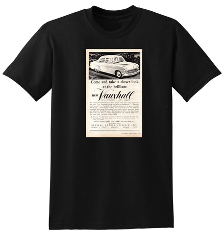 1955 VAUXHALL WYVERN 4 CYLINDER & VELOX 6 CYLINDER SEDAN AUSSIE AD TSHIRT