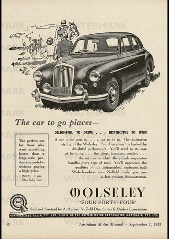 1955 WOLSELEY 444 SALOON BMC AUSSIE REPRO AD ART PRINT POSTER