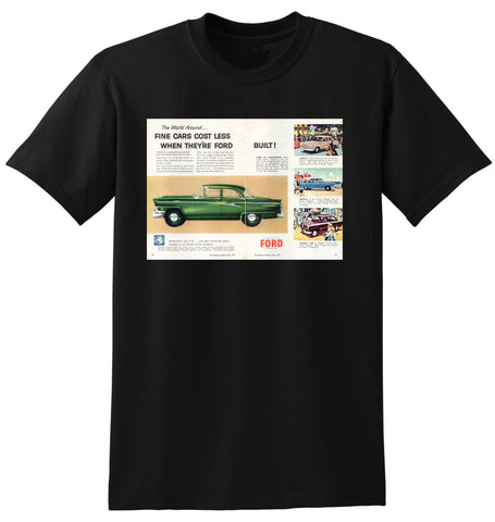 1955 WORLD WIDE FORD COMPANIES CUSTOMLINE ANGLIA CONSUL ZEPHYR TAUNUS AD TSHIRT