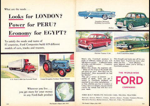 1955 FORD WORLDWIDE CARS TRUCKS TRACTORS AUSSIE REPRO AD ART PRINT POSTER