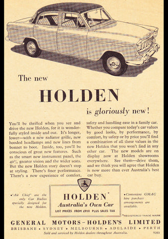 1956 FE HOLDEN SPECIAL AUSSIE REPRO AD ART PRINT POSTER