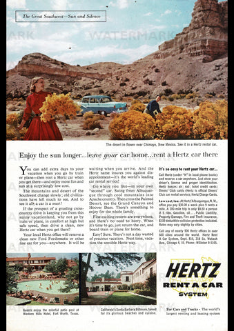 1956 HERTZ RENT A CAR FORD FAIRLANE SEDAN USA REPRO AD ART PRINT POSTER