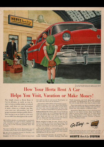 1956 HERTZ RENT A CAR FORD FAIRLANE SEDAN USA REPRO AD ART PRINT POSTER