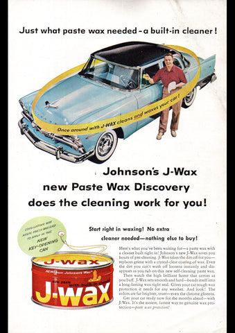 1956 JOHNSONS J WAX CAR WAX PLYMOUTH CHRYSLER USA REPRO AD ART PRINT POSTER