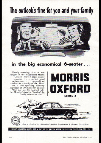 1956 MORRIS OXFORD SERIES 2 SEDAN AUSSIE REPRO AD ART PRINT POSTER