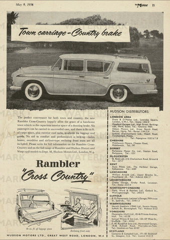 1956 RAMBLER CROSS COUNTRY ESTATE WAGON ENGLISH UK REPRO AD ART PRINT POSTER