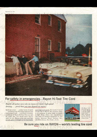 1956 RAYON CORD TIRES USA REPRO AD ART PRINT POSTER