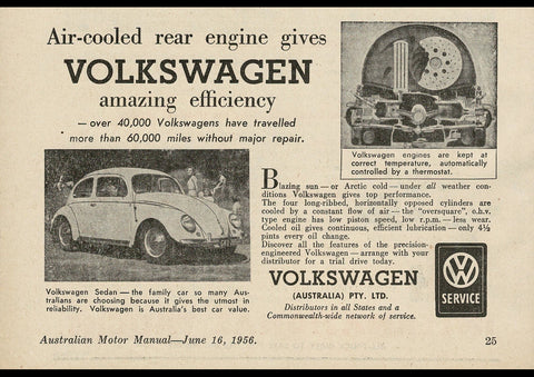 1956 VOLKWAGEN VW BEETLE AUSSIE REPRO AD ART PRINT POSTER