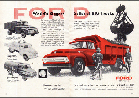 1956 WORLD WIDE FORD TRUCKS AUSSIE REPRO AD ART PRINT POSTER