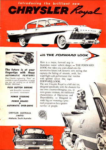 1957 AP1 CHRYSLER ROYAL AUSSIE REPRO AD ART PRINT POSTER