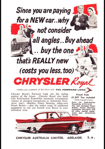 1957 AP1 CHRYSLER ROYAL AUSSIE REPRO AD ART PRINT POSTER