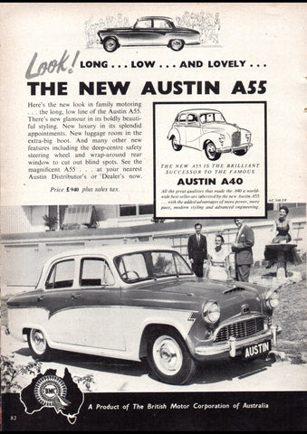 1957 AUSTIN A40 A55 BMC AUSSIE REPRO AD ART PRINT POSTER