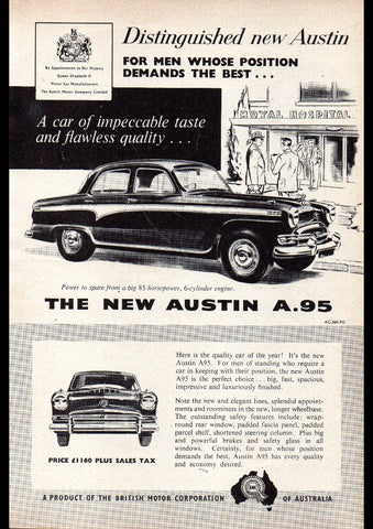 1957 AUSTIN A95 WESTMINSTER SIX BMC AUSSIE REPRO AD ART PRINT POSTER