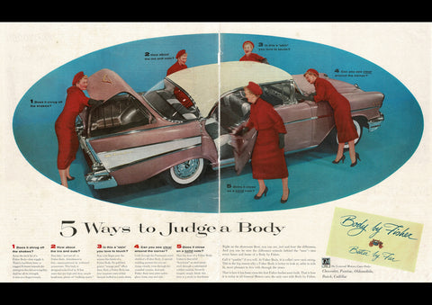 1957 BODY BY FISHER CHEVROLET BEL-AIR SPORT SEDAN USA REPRO AD ART PRINT POSTER