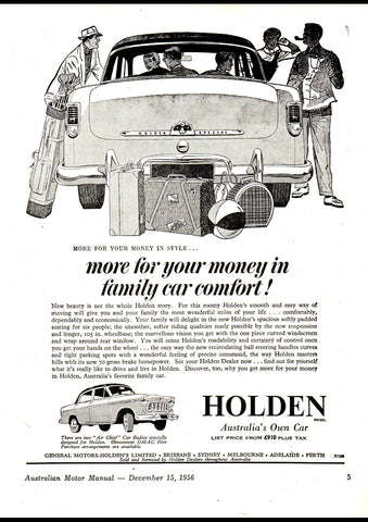 1957 FE HOLDEN SPECIAL SEDAN AUSSIE REPRO AD ART PRINT POSTER