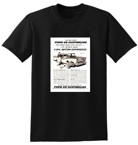 1957 FORD CUSTOMLINE V8 SEDAN AUSSIE AD TSHIRT