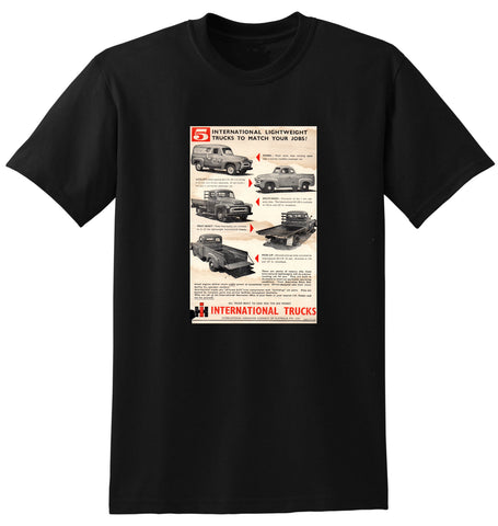 1957 INTERNATIONAL HARVESTER PANEL UTILITY DROPSIDES TRAY BODY PICK-UP AUSSIE AD TSHIRT