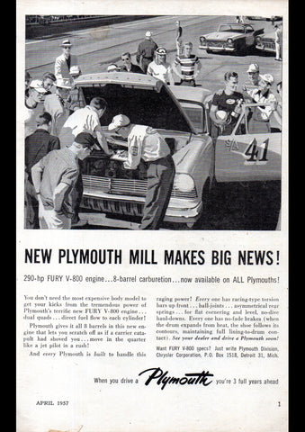 1957 PLYMOUTH CHRYSLER CORP USA REPRO AD ART PRINT POSTER