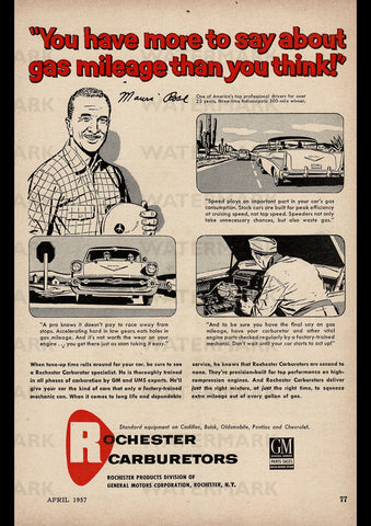 1957 ROCHESTER CARBURETORS CHEVROLET GM GENERAL MOTORS USA REPRO AD ART PRINT POSTER