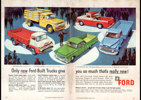 1957 WORLD WIDE FORD TRUCKS THAMES TRADER OF BRITAIN MERCURY REPRO AD ART PRINT POSTER