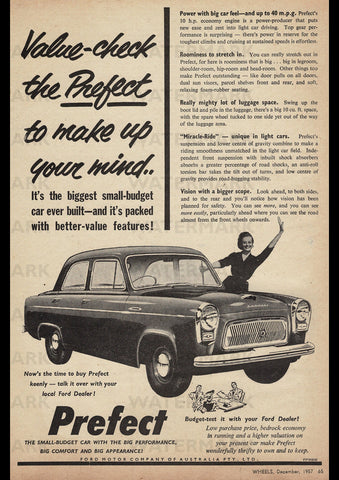 1958 FORD PREFECT SEDAN AUSSIE REPRO AD ART PRINT POSTER