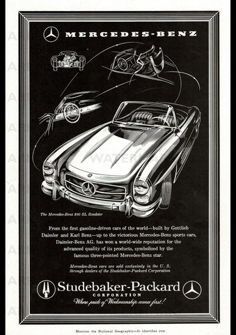 1958 MERCEDES BENZ 300SL ROADSTER USA AD ART PRINT POSTER