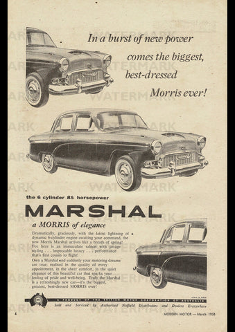 1958 MORRIS MARSHAL SALOON BMC AUSSIE AD ART PRINT POSTER