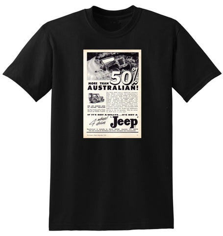 1958 WILLYS JEEP 4WD AUSSIE AD TSHIRT