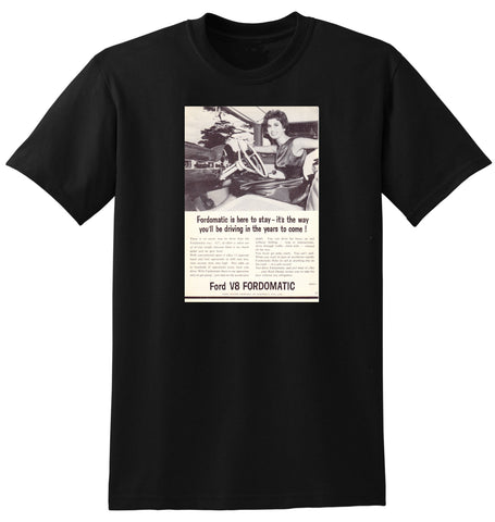 1959 FORD CUSTOMLINE V8 AUSSIE AD TSHIRT