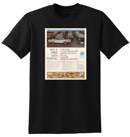 1959 GENERAL MILLS SWEEPSTAKES PONTIAC GIVEAWAY USA AD TSHIRT