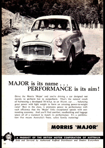 1959 MORRIS MAJOR BMC AUSSIE AD ART PRINT POSTER