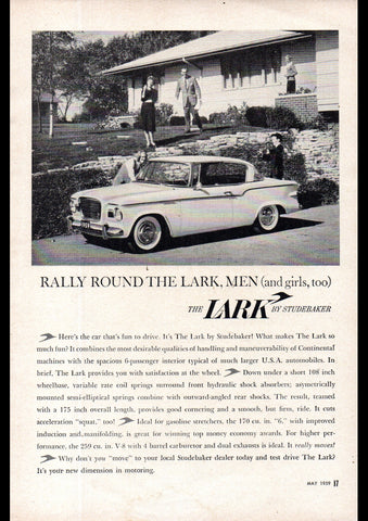 1959 STUDEBAKER LARK 2 DOOR HARDTOP USA AD ART PRINT POSTER