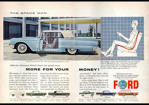 1959 WORLD WIDE FORD THE SPACE MAN AD ART PRINT POSTER