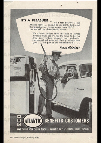 1960 ATLANTIC PETROL FUEL GASOLINE AUSSIE AD ART PRINT POSTER