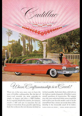 1960 CADILLAC 2 DOOR HARDTOP USA AD ART PRINT POSTER