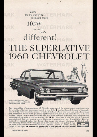 1960 CHEVROLET BEL AIR 2 DOOR SEDAN USA AD ART PRINT POSTER