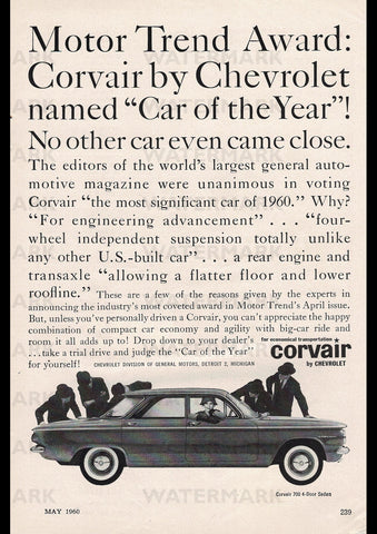 1960 CHEVROLET CORVAIR 700 SEDAN USA AD ART PRINT POSTER