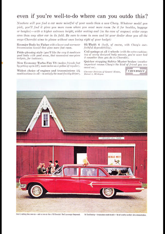 1960 CHEVROLET KINGSWOOD 4 DOOR 9 PASSENGER WAGON USA AD ART PRINT POSTER