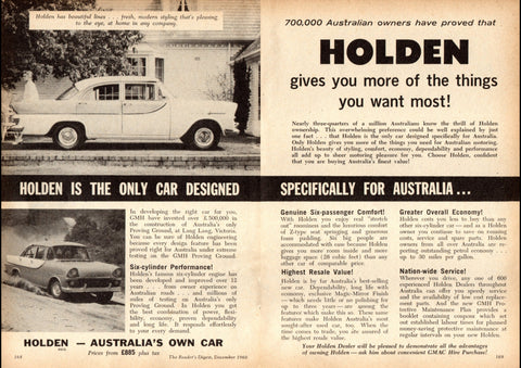 1960 FB HOLDEN SPECIAL SEDAN AUSSIE AD ART PRINT POSTER