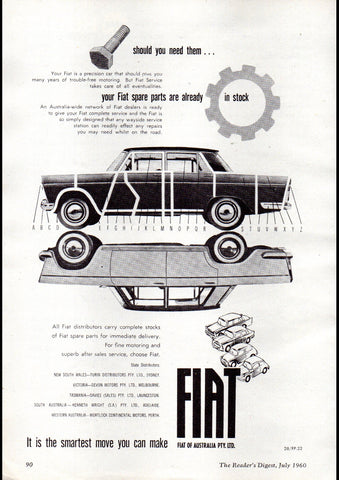 1960 FIAT 1800 SEDAN AUSSIE AD ART PRINT POSTER