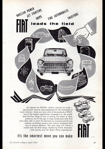 1960 FIAT 1800 SEDAN AUSSIE AD ART PRINT POSTER