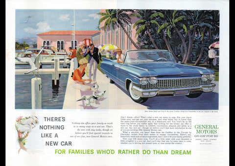 1960 GENERAL MOTORS CADILLAC CONVERTIBLE USA AD ART PRINT POSTER